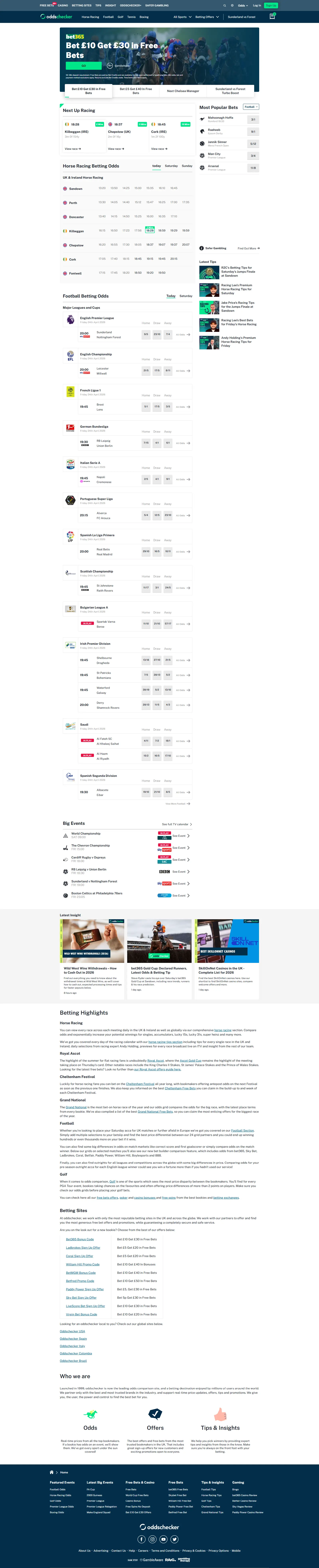 Oddschecker website design